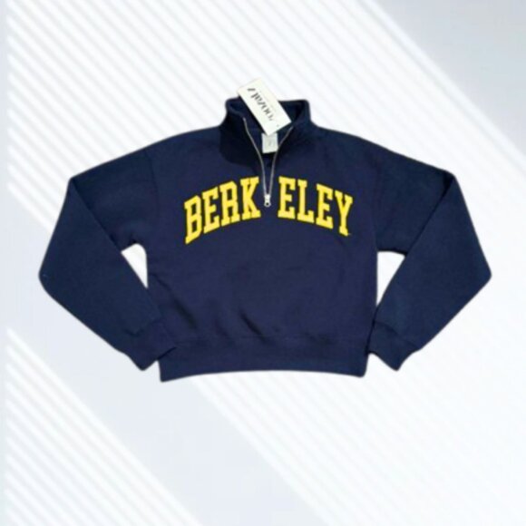 NWT Woman's ZOOZATZ Collegiate U of C BERKELEY Navy Sweat Shirt Top SZ XS - Picture 2 of 6